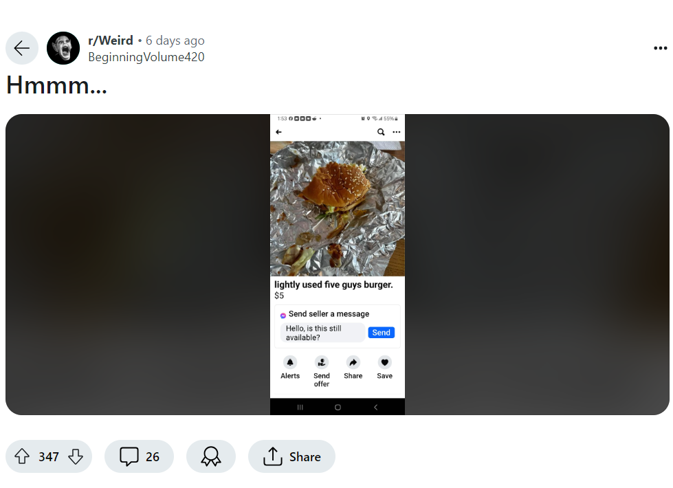 В сети вызвал истерику бургер из МсDonald's, который продают на Marketplace. Что с ним не так